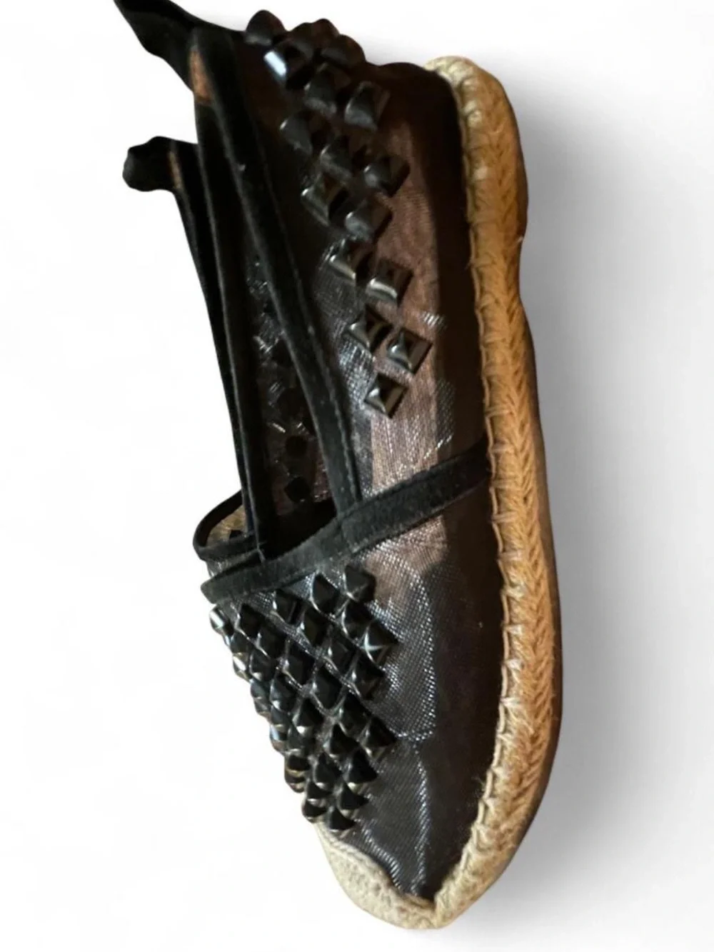 Jeffrey Campbell Black Studded Martini Espadrille Slip-On Flats